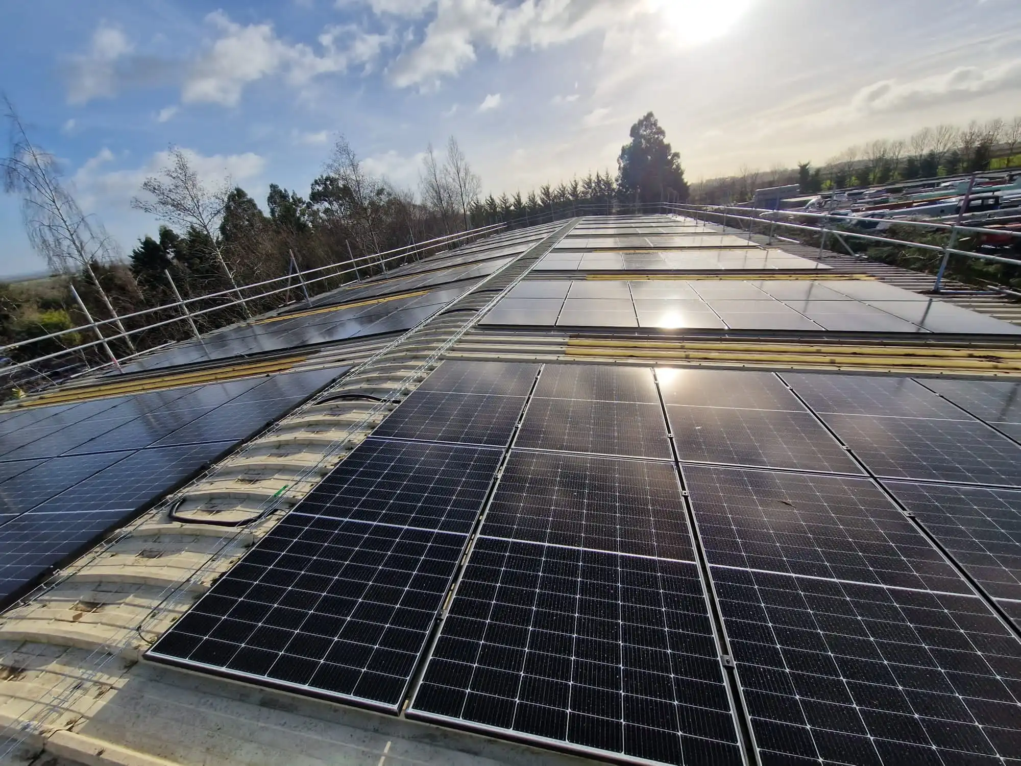 Debdale marina 89kw roof mounted solar panel install